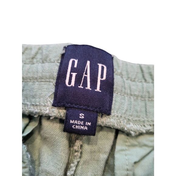 GAP Pants Women's Medium Green Pull On Wide Leg Drawstring Linen Blend - Picture 3 of 5